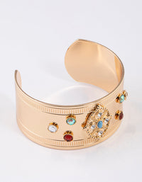 Gold Mixed Stone Cuff Bangle - link has visual effect only