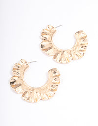 Gold Molten Organic Flower Hoop Earrings - link has visual effect only