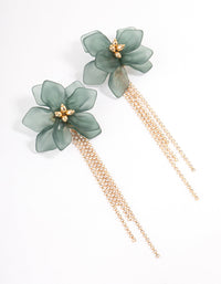 Gold Big Flower Cupchain Drop Earrings - link has visual effect only