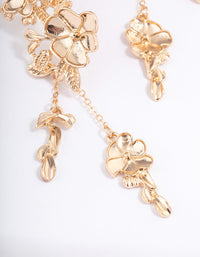 Gold Graduated Flower Tassel Cuff Earrings - link has visual effect only