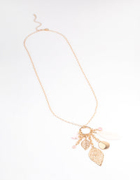 Gold Mixed Leaf Long Necklace - link has visual effect only