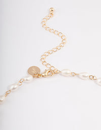 Gold Plated Freshwater Pearl Station Drop Necklace - link has visual effect only