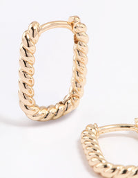 Gold Mini Oval Twisted Huggie Earrings - link has visual effect only