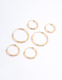 Gold Basic Skinny Graduating Earrings Pack - link has visual effect only