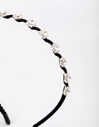 Silver Wrapped Flower Diamante Headband - link has visual effect only