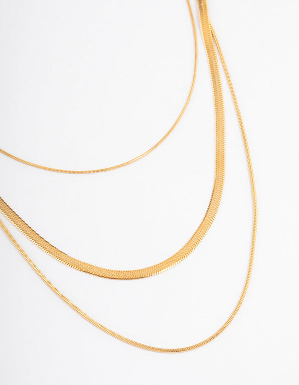 Gold Plated Max Width Snake Layered Necklace