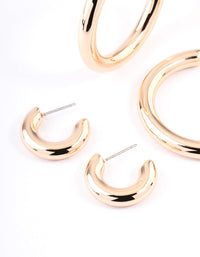 Gold Puffy Mixed Hoop Earrings Pack - link has visual effect only