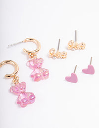 Gold Pastel Cute Love Earrings 6-Pack - link has visual effect only