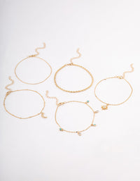 Gold Diamante Celestial Anklet 5-Pack - link has visual effect only