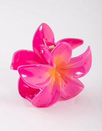 Acrylic Pink Tropical Flower Claw Clip - link has visual effect only