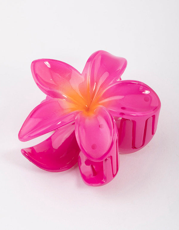 Acrylic Pink Tropical Flower Claw Clip