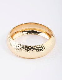 Gold Plated Brass Thick Basic Hammered Bangle - link has visual effect only