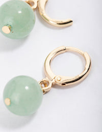 Gold Green Aventurine Mini Ball Earrings - link has visual effect only