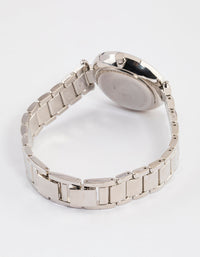 Rhodium Classic Diamante Link Watch - link has visual effect only