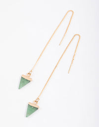 Gold Green Aventurine Triangle Thread Through Earrings - link has visual effect only