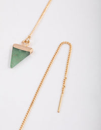 Gold Green Aventurine Triangle Thread Through Earrings - link has visual effect only