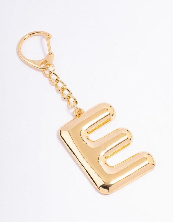 Gold Plated Letter 'E' Initial Key Ring