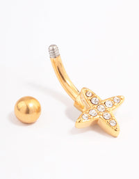 Gold Plated Surgical Steel Cross Mini Belly Ring - link has visual effect only