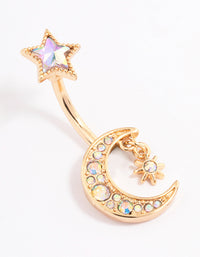 Gold Plated Surgical Steel Twilight Charm Belly Ring - link has visual effect only