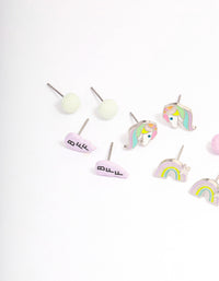 Kids Silver BFF Rainbow Stud Earrings 6-Pack - link has visual effect only