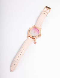 Kids Rose Gold Star Glitter Faux Leather Watch - link has visual effect only