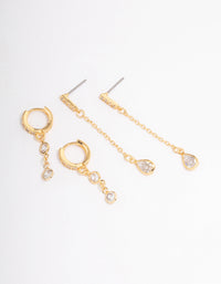 Gold Plated Round & Pearl Cubic Zirconia Earrings Pack - link has visual effect only