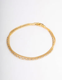 Gold Plated Dainty Baguette Cupchain Bracelet - link has visual effect only