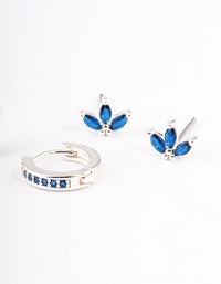 Silver Plated Cubic Zirconia Marquise Stud & Huggie Earrings Pack - link has visual effect only