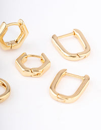 Gold Plated Hexagon Hoop Earrings Pack - link has visual effect only