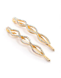 Gold Diamante Hair Clip Pack - link has visual effect only