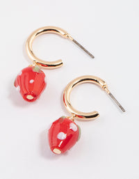 Red Mini Strawberry Huggie Earrings - link has visual effect only