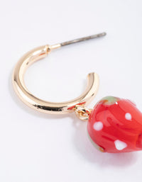 Red Mini Strawberry Huggie Earrings - link has visual effect only