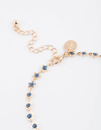 Gold Mini Blue Flower Chain Anklet - link has visual effect only