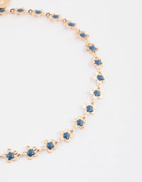 Gold Mini Blue Flower Chain Anklet - link has visual effect only