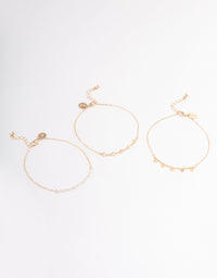 Gold Heart, Pearl & Star Anklet Pack - link has visual effect only