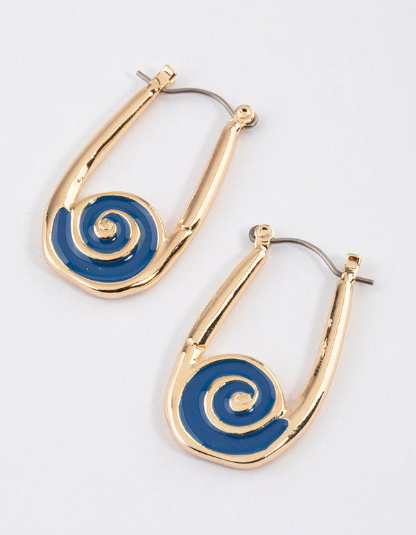 Gold Swirl Oval Hoop Earrings