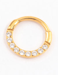 Gold Plated Titanium Cubic Zirconia Clicker Ring 6mm - link has visual effect only