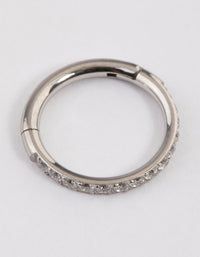 Surgical Steel Fine Pave Band Clicker Ring - link has visual effect only