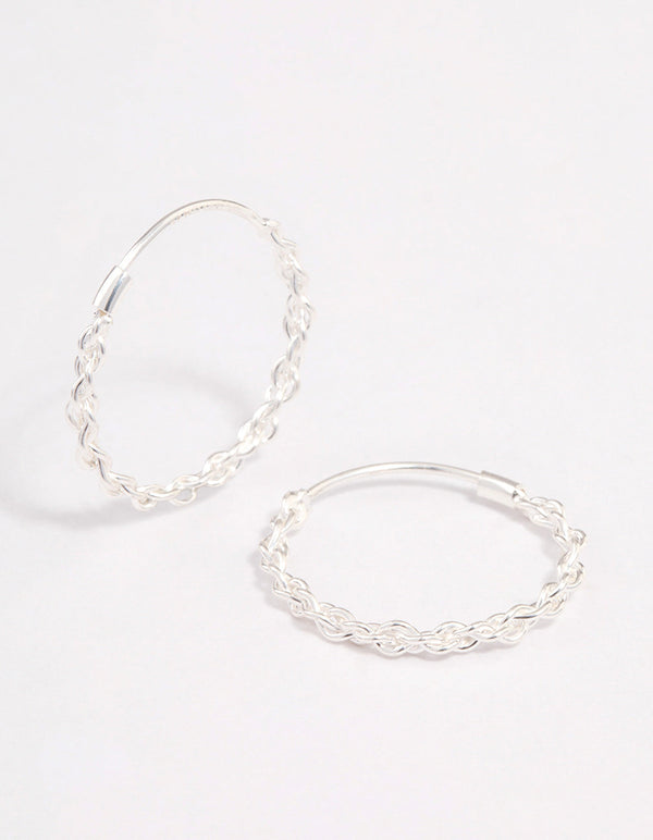 Sterling Silver Chain Hoop Earrings