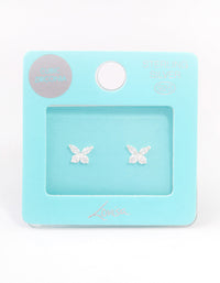 Sterling Silver Cubic Zirconia Butterfly Stud Earrings - link has visual effect only