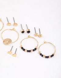 Gold Beaded & Coin Earrings 8-Pack - link has visual effect only