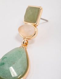 Gold Green Aventurine Mixed Shape Drop Earrings - link has visual effect only