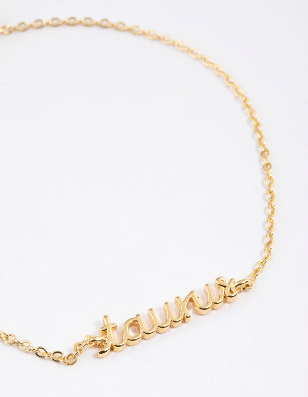 Gold Plated Taurus Script Bracelet