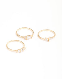 Gold Plated Dainty Rectangle Ring Pack - link has visual effect only