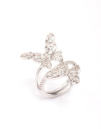 Rhodium Double Butterfly Ring - link has visual effect only