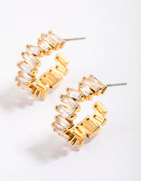 Gold Plated Organic Cubic Zirconia Baguette Hoop Earrings - link has visual effect only