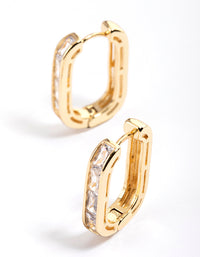 Gold Plated Oval Baguette Hoop Earrings - link has visual effect only