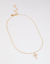 Gold Plated Cubic Zirconia Baguette Cross Necklace - link has visual effect only