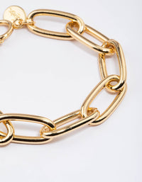 Gold Plated Classic Oval Link Bracelet - link has visual effect only