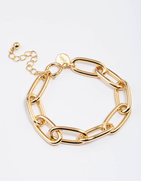 Gold Plated Classic Oval Link Bracelet